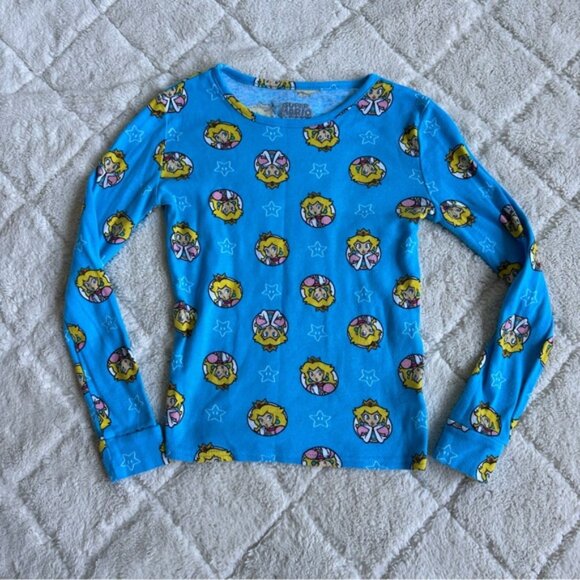 Super Mario Bros | Princess Peach Long Sleeve 2-Piece Girl's Pajama Set | Size 8 - Picture 3 of 7